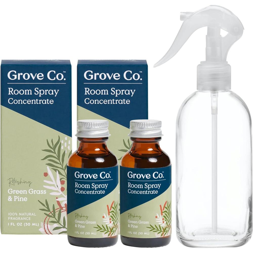 imageGrove Co Liquid Air Freshener Refills 2 x 1oz  Room Spray Glass Bottle 100 Natural Green Grass ampamp Pine Room Fragrance