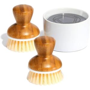Grove Co. Bubble-Up Dish Brush, 2-Pack, Ergonomically Designed Dish Scrubber, Replacement Dish Scrub Brush, Removes Tough Messes, Gentle on Dishes, Sustainable Solution to The World’s Waste Problem(Dish Brush Set)