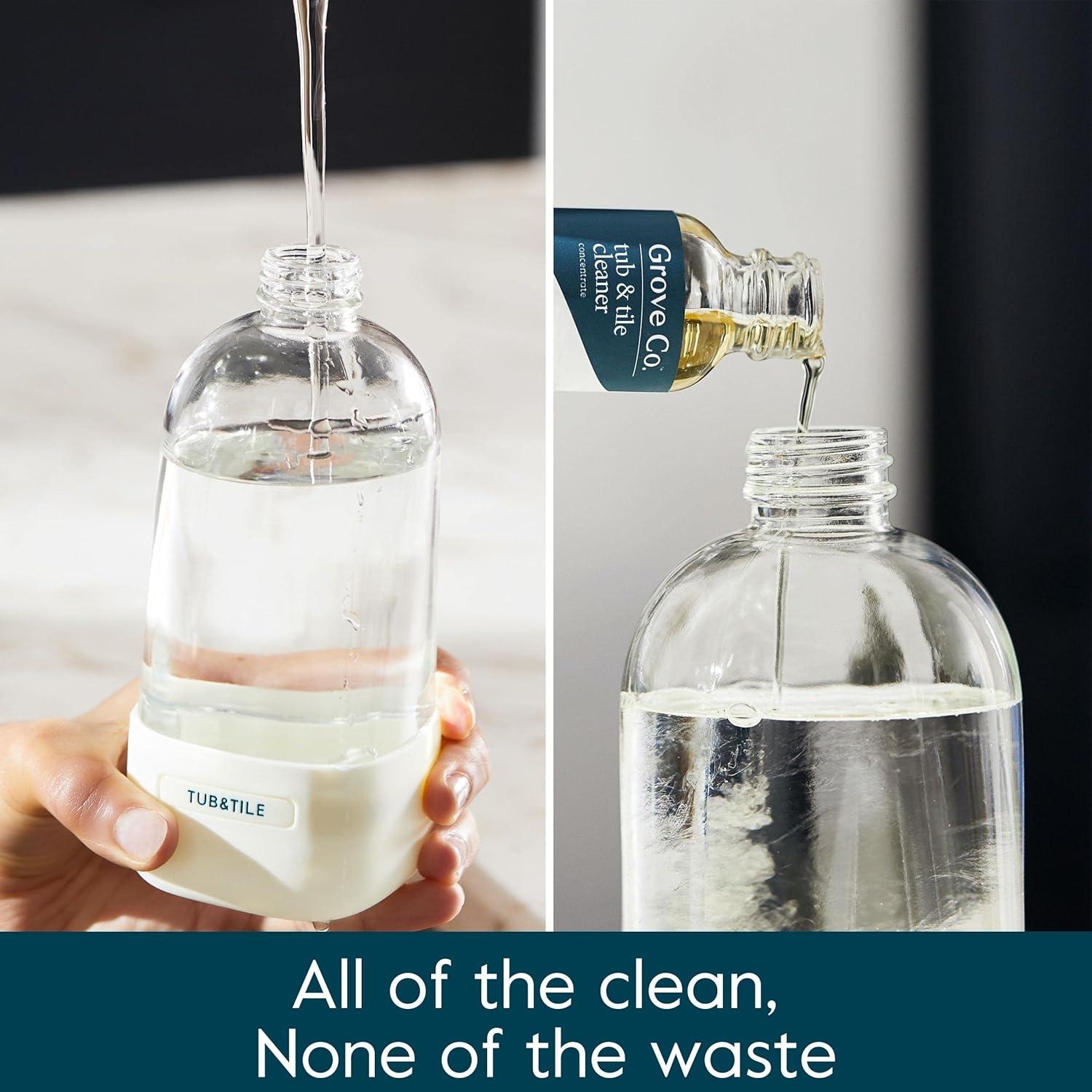 imageGrove Co Tub and Tile Cleaner Refill Concentrate 2 x 1 Fl Oz 1 x Reusable Glass Spray Bottle 16 Oz PlantBased Cleaning Supplies Bundle No Plastic Waste 100 Natural Orange amp Rosemary ScentOrange Rosemary