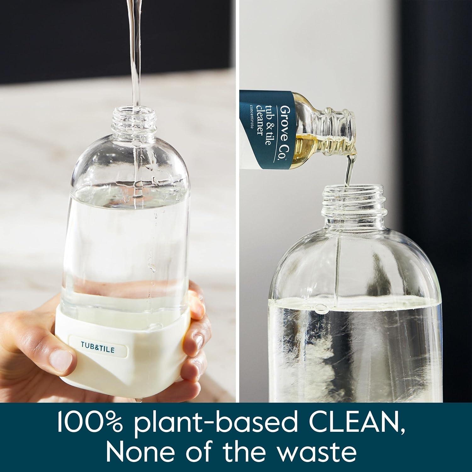 imageGrove Co Tub and Tile Cleaner Refill Concentrate 2 x 1 Fl Oz 1 x Reusable Glass Spray Bottle 16 Oz PlantBased Cleaning Supplies Bundle No Plastic Waste 100 Natural Orange amp Rosemary ScentLavender Thyme