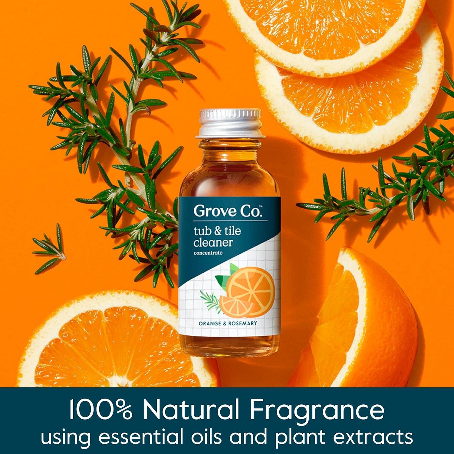 imageGrove Co Tub and Tile Cleaner Refill Concentrate 2 x 1 Fl Oz 1 x Reusable Glass Spray Bottle 16 Oz PlantBased Cleaning Supplies Bundle No Plastic Waste 100 Natural Orange amp Rosemary ScentOrange Rosemary