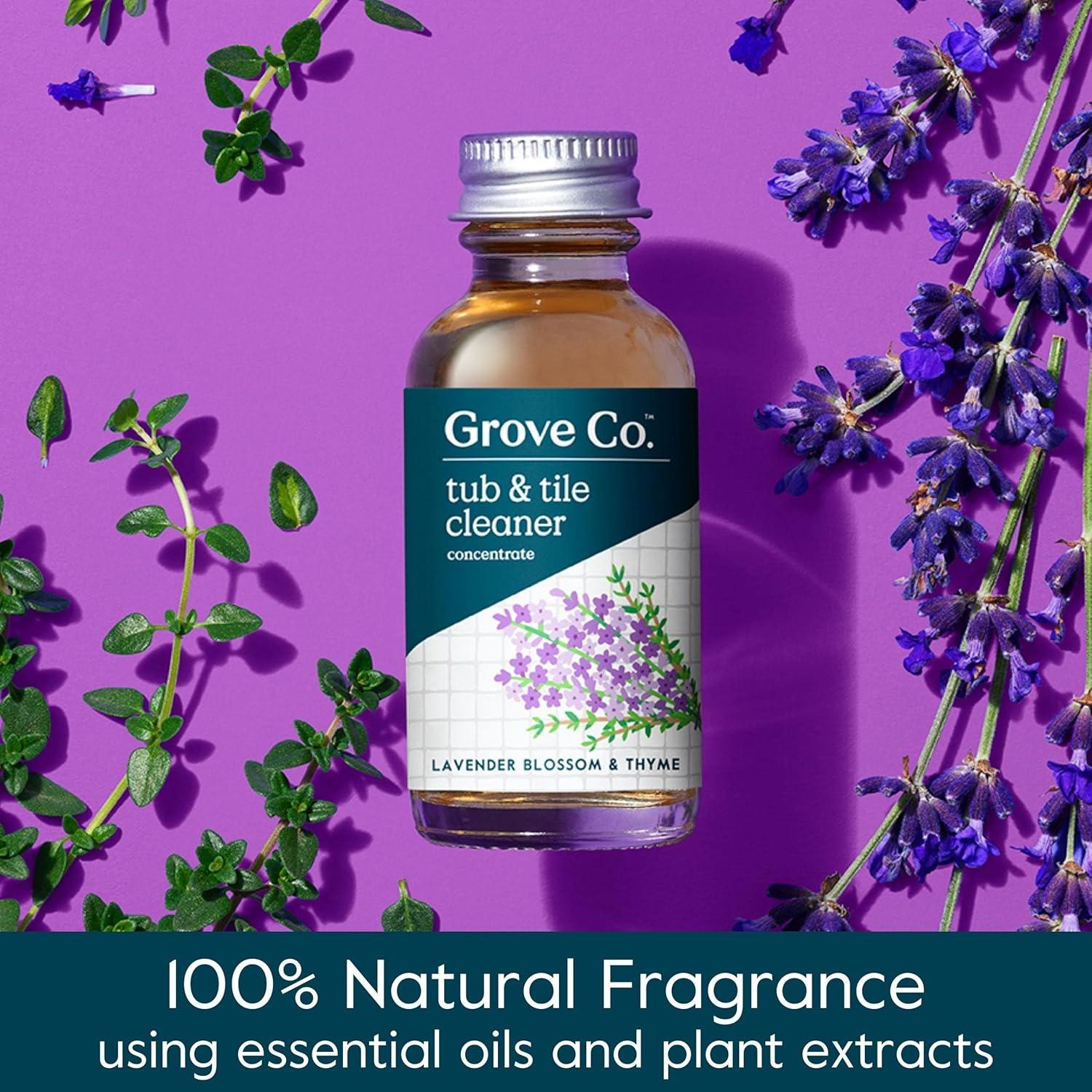 imageGrove Co Tub and Tile Cleaner Refill Concentrate 2 x 1 Fl Oz 1 x Reusable Glass Spray Bottle 16 Oz PlantBased Cleaning Supplies Bundle No Plastic Waste 100 Natural Orange amp Rosemary ScentLavender Thyme