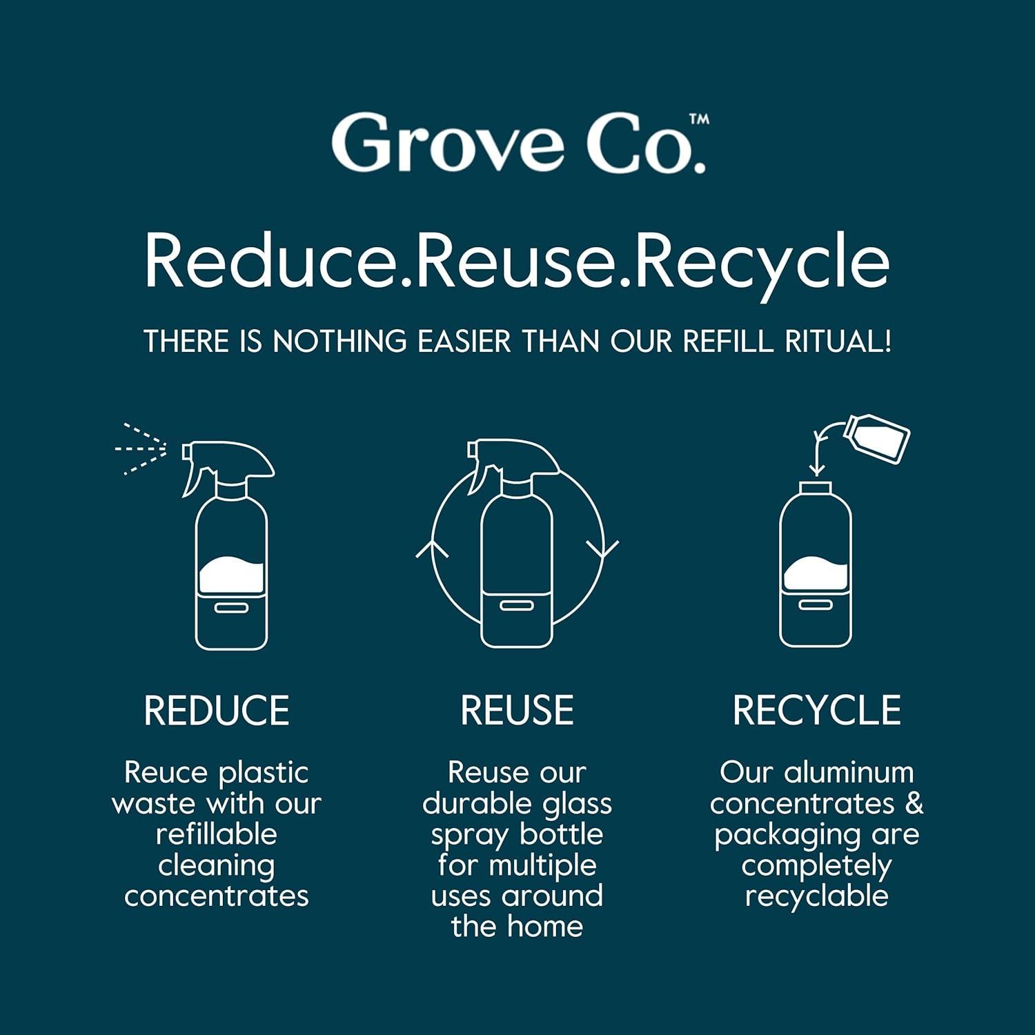 imageGrove Co Tub and Tile Cleaner Refill Concentrate 2 x 1 Fl Oz 1 x Reusable Glass Spray Bottle 16 Oz PlantBased Cleaning Supplies Bundle No Plastic Waste 100 Natural Orange amp Rosemary ScentLavender Thyme