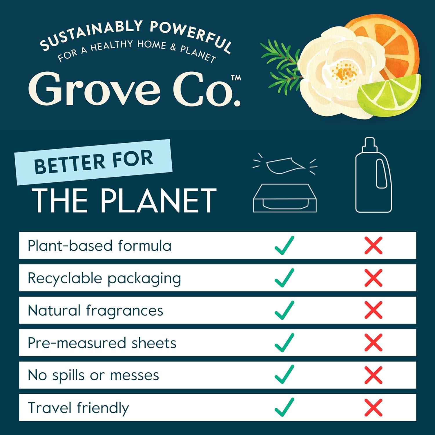 imageGrove Co Laundry Detergent Sheets Power Clean Dissolving Washer Sheets 2 Pack 64 Loads Tough Stain Remover 100 Natural Lavender Blossom amp Thyme FragranceLavender Thyme