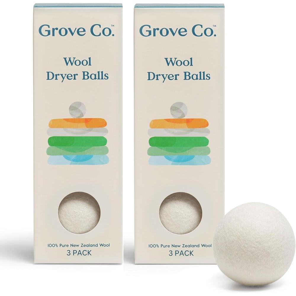 imageGrove Co Wool Dryer Balls Reusable Laundry Balls for Dryer 100 New Zealand Wool Reduce Drying Time Wrinkles amp Static Sustainably Designed Laundry Essentials Hypoallergenic Unscented 3 Pack