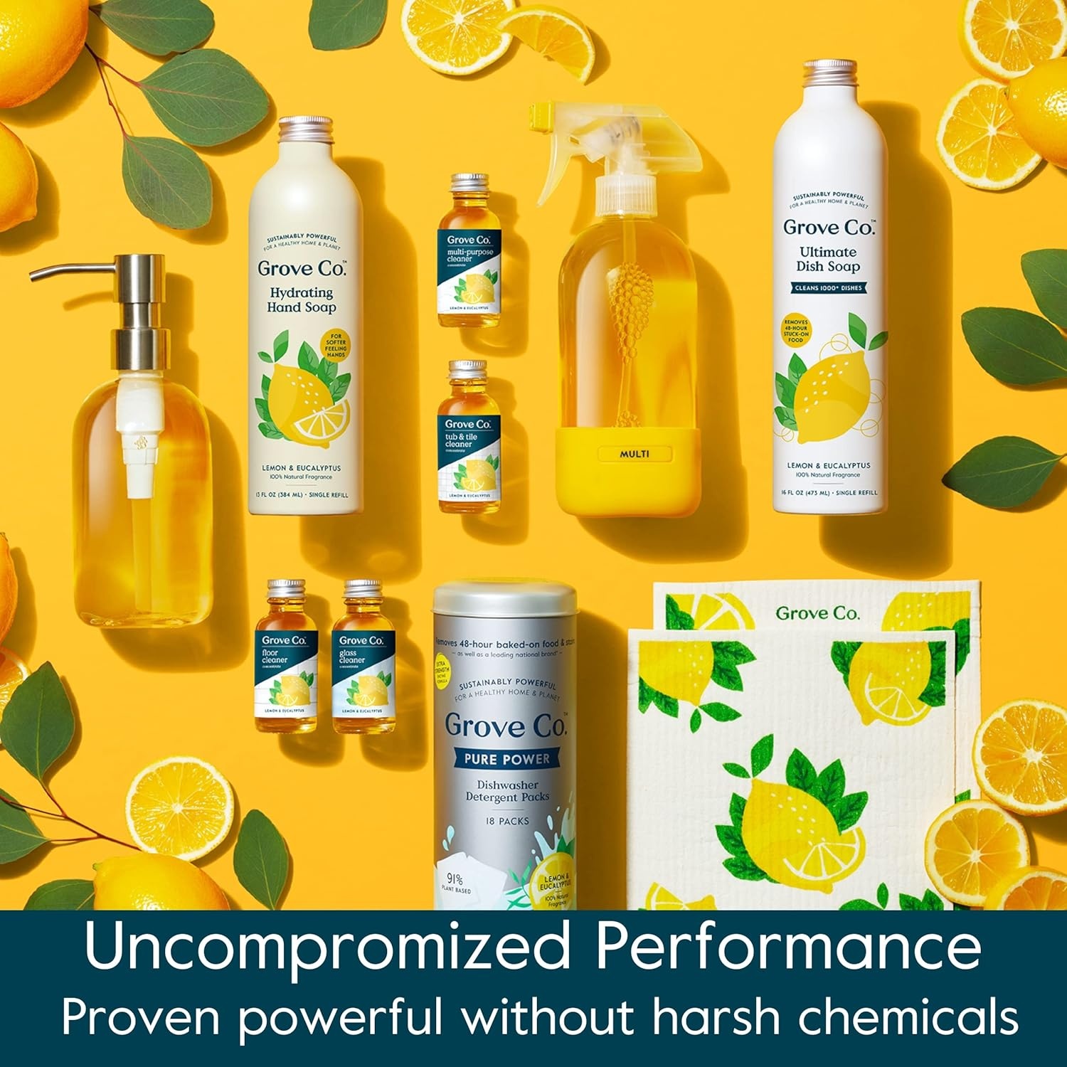 image:imageGrove Co Glass Cleaner Refill Concentrate 2 x 1 Fl Oz 1 x Reusable Glass Spray Bottle 16 Oz PlantBased Cleaning Supplies Bundle No Plastic Waste 100 Natural Lemon amp Eucalyptus Fragrance