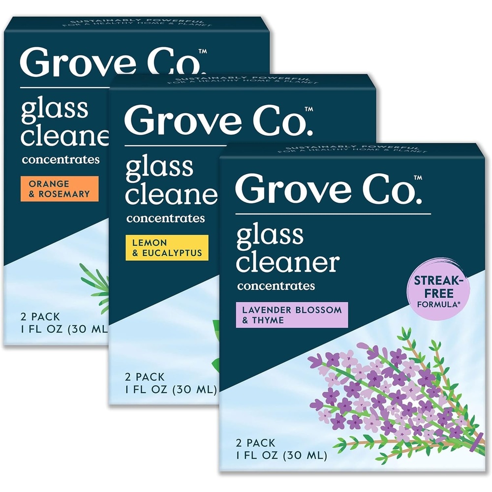 image:imageGrove Co Glass Cleaner Refill Concentrate Variety Pack 6 x 1 Fl Oz Streak Free PlantBased Household Cleaning Supplies No Plastic Waste 100 Natural Fragrance 3 x 2 Pack Refills
