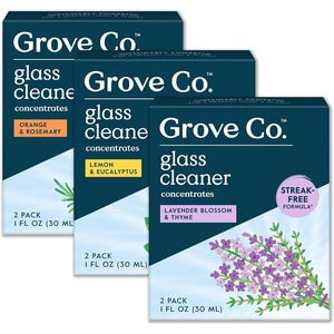 Grove Co. Glass Cleaner, Refill Concentrate Variety Pack (6 x 1 Fl Oz) Streak Free, Plant-Based Household Cleaning Supplies, No Plastic Waste, 100% Natural Fragrance, 3 x 2 Pack Refills