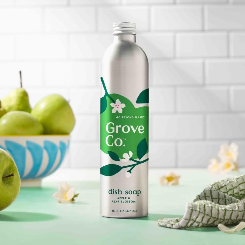 image:imageGrove Co Apple amp Pear Blossom Dish Soap Refill Bundle 3Pack of 16 oz Aluminum Bottles with Reusable Glass Soap Dispenser Natural Fragrance GreaseCutting PlantBased FormulaApple Pear Blossom