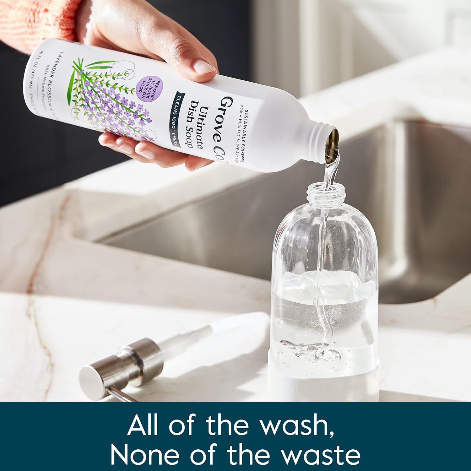 image:imageGrove Co Apple amp Pear Blossom Dish Soap Refill Bundle 3Pack of 16 oz Aluminum Bottles with Reusable Glass Soap Dispenser Natural Fragrance GreaseCutting PlantBased FormulaLavender Blossom Thyme