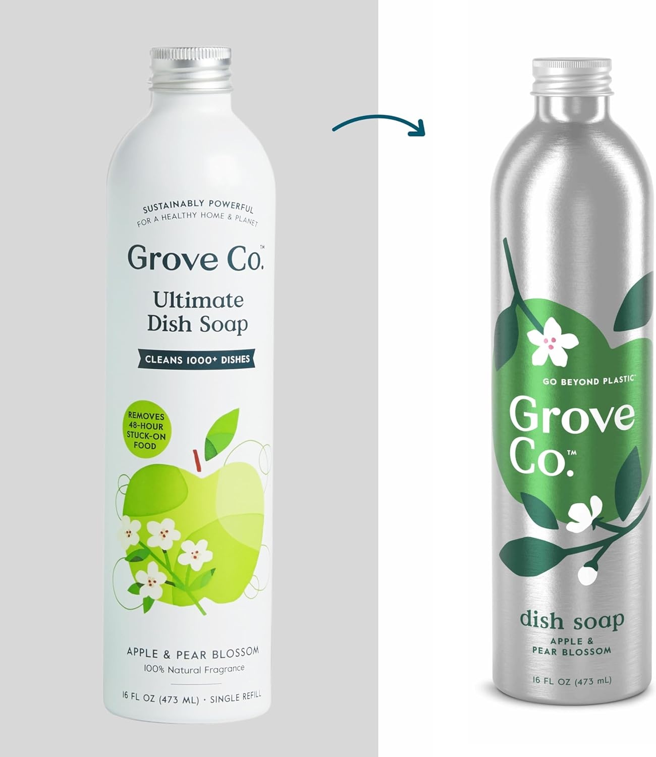 image:imageGrove Co Apple amp Pear Blossom Dish Soap Refill Bundle 3Pack of 16 oz Aluminum Bottles with Reusable Glass Soap Dispenser Natural Fragrance GreaseCutting PlantBased FormulaApple Pear Blossom