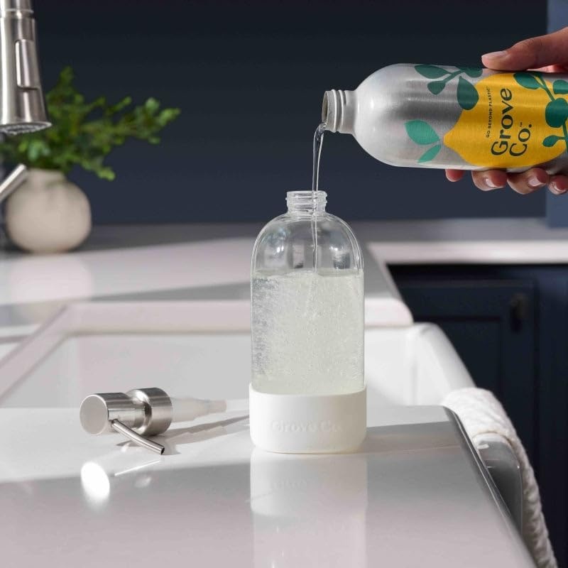 image:imageGrove Co Apple amp Pear Blossom Dish Soap Refill Bundle 3Pack of 16 oz Aluminum Bottles with Reusable Glass Soap Dispenser Natural Fragrance GreaseCutting PlantBased FormulaApple Pear Blossom