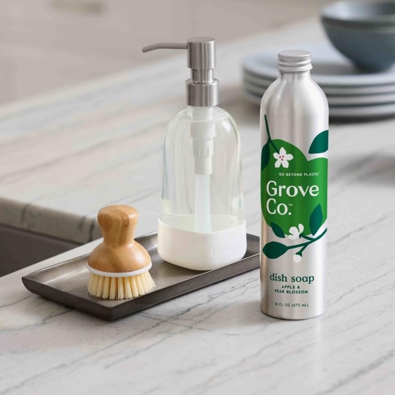 image:imageGrove Co Apple amp Pear Blossom Dish Soap Refill Bundle 3Pack of 16 oz Aluminum Bottles with Reusable Glass Soap Dispenser Natural Fragrance GreaseCutting PlantBased FormulaApple Pear Blossom