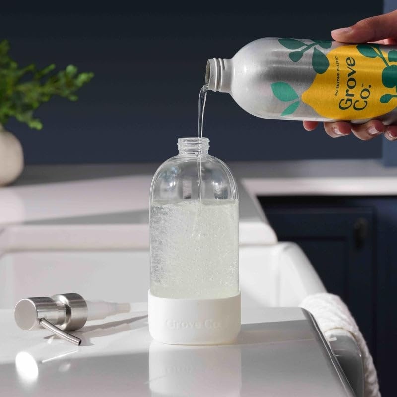 image:imageGrove Co Apple amp Pear Blossom Dish Soap Refill Bundle 3Pack of 16 oz Aluminum Bottles with Reusable Glass Soap Dispenser Natural Fragrance GreaseCutting PlantBased FormulaFree Clear