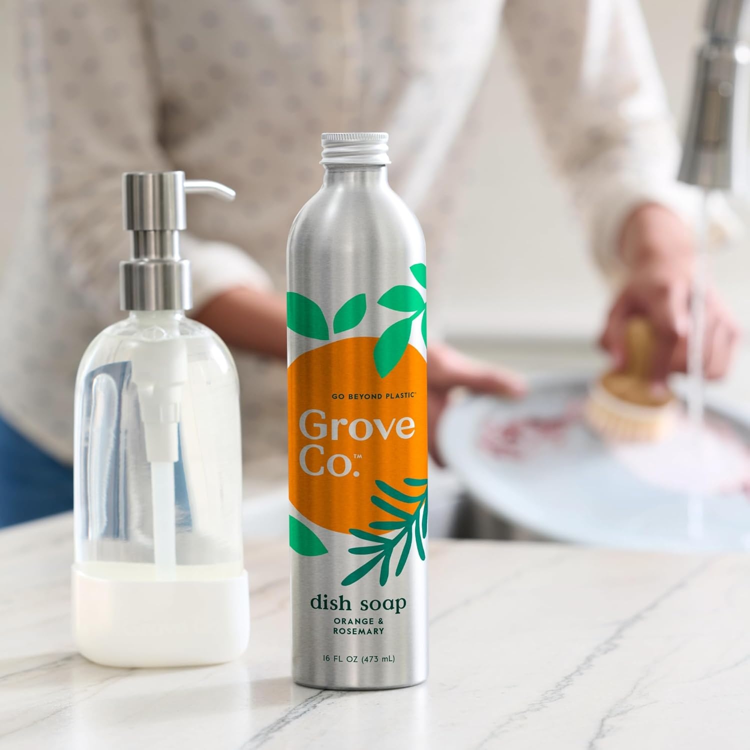 image:imageGrove Co Apple amp Pear Blossom Dish Soap Refill Bundle 3Pack of 16 oz Aluminum Bottles with Reusable Glass Soap Dispenser Natural Fragrance GreaseCutting PlantBased FormulaOrange Rosemary