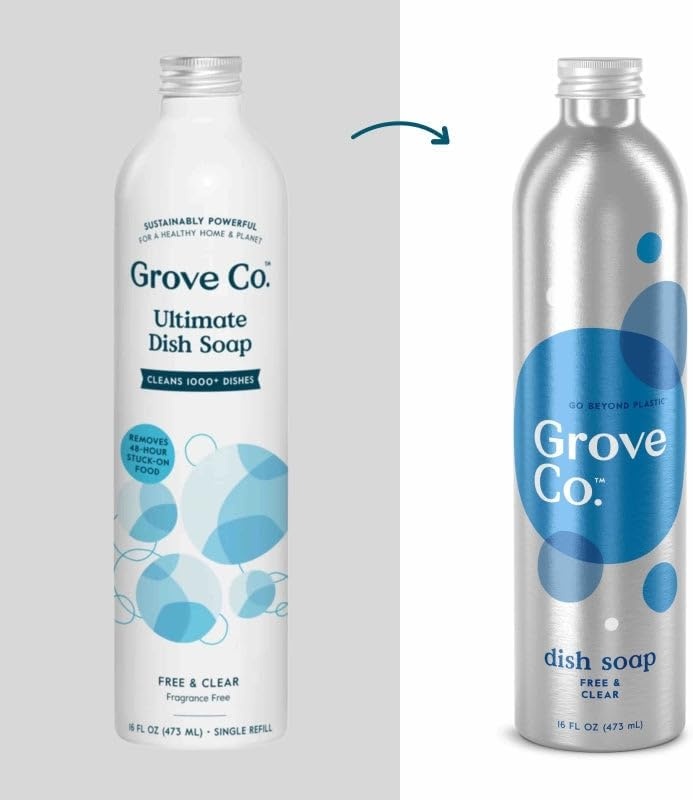 image:imageGrove Co Apple amp Pear Blossom Dish Soap Refill Bundle 3Pack of 16 oz Aluminum Bottles with Reusable Glass Soap Dispenser Natural Fragrance GreaseCutting PlantBased FormulaFree Clear