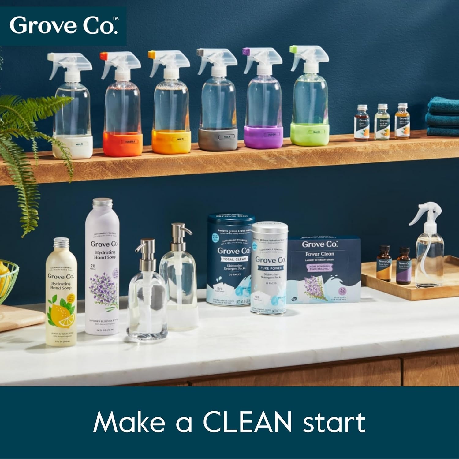 image:imageGrove Co Glass Hand Soap Dispenser with Brushed Stainless Steel Pump Refillable amp Reusable Kitchen and Bathroom Soap Bottle EcoFriendly Sustainable Home Decor 135 oz ClearSilverCleart