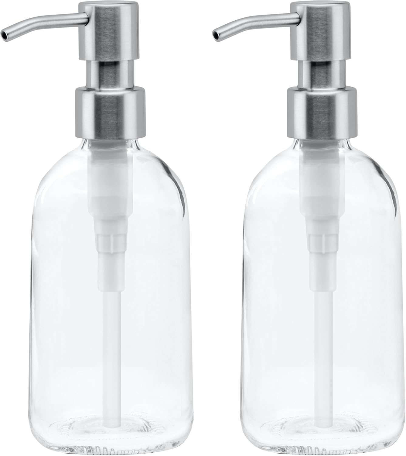 image:imageGrove Co Glass Hand Soap Dispenser with Brushed Stainless Steel Pump Refillable amp Reusable Kitchen and Bathroom Soap Bottle EcoFriendly Sustainable Home Decor 135 oz ClearSilverCleart