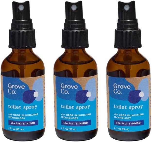 image:imageGrove Co Toilet Spray 2 oz Bathroom Odor Eliminator amp Air Freshener Natural Essential Oil Scent EcoFriendly Recyclable Glass Bottle Travel Size Bathroom Deodorizer Lemon GroveSea Salt Indigo