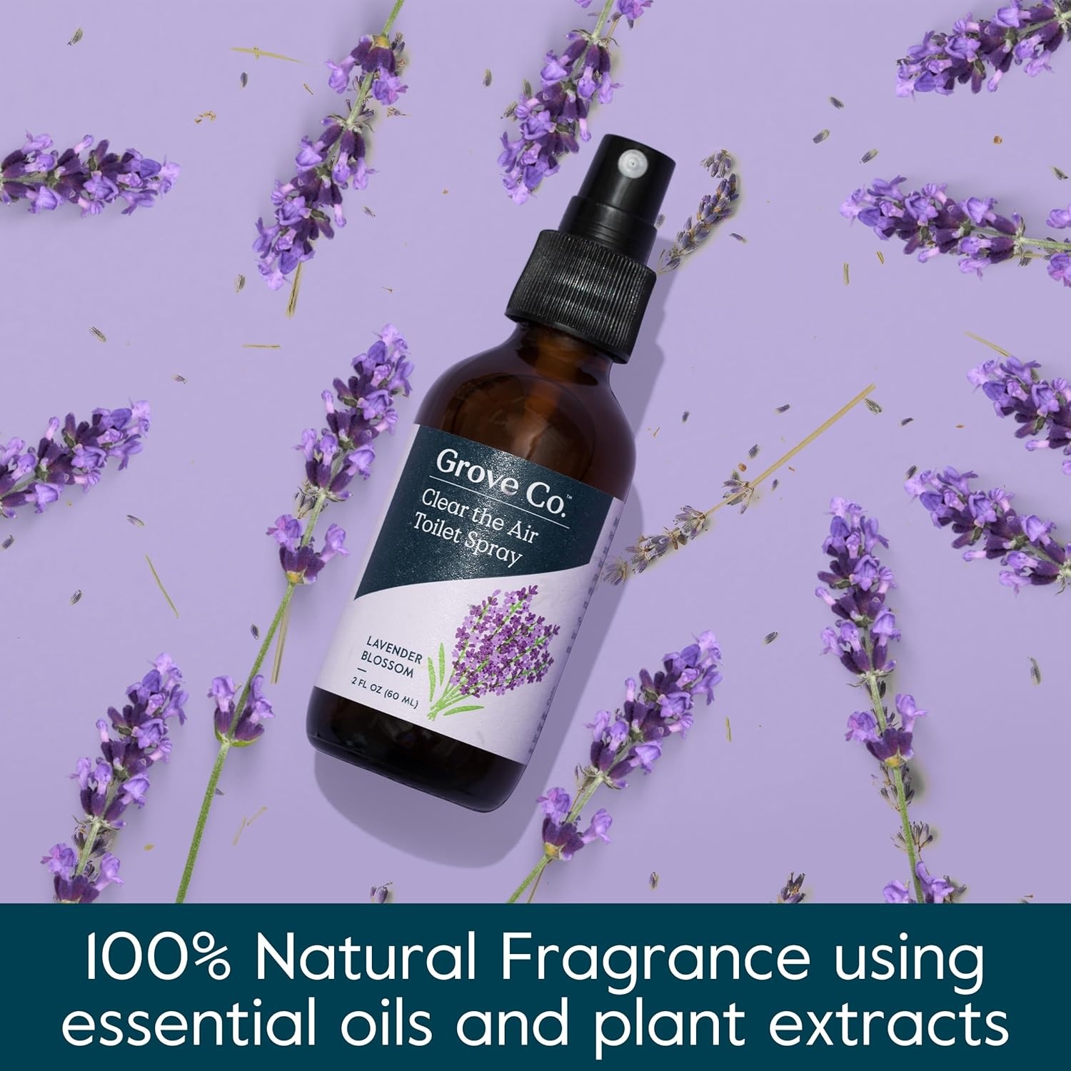 image:imageGrove Co Toilet Spray 2 oz Bathroom Odor Eliminator amp Air Freshener Natural Essential Oil Scent EcoFriendly Recyclable Glass Bottle Travel Size Bathroom Deodorizer Lemon GroveBlue Lavender