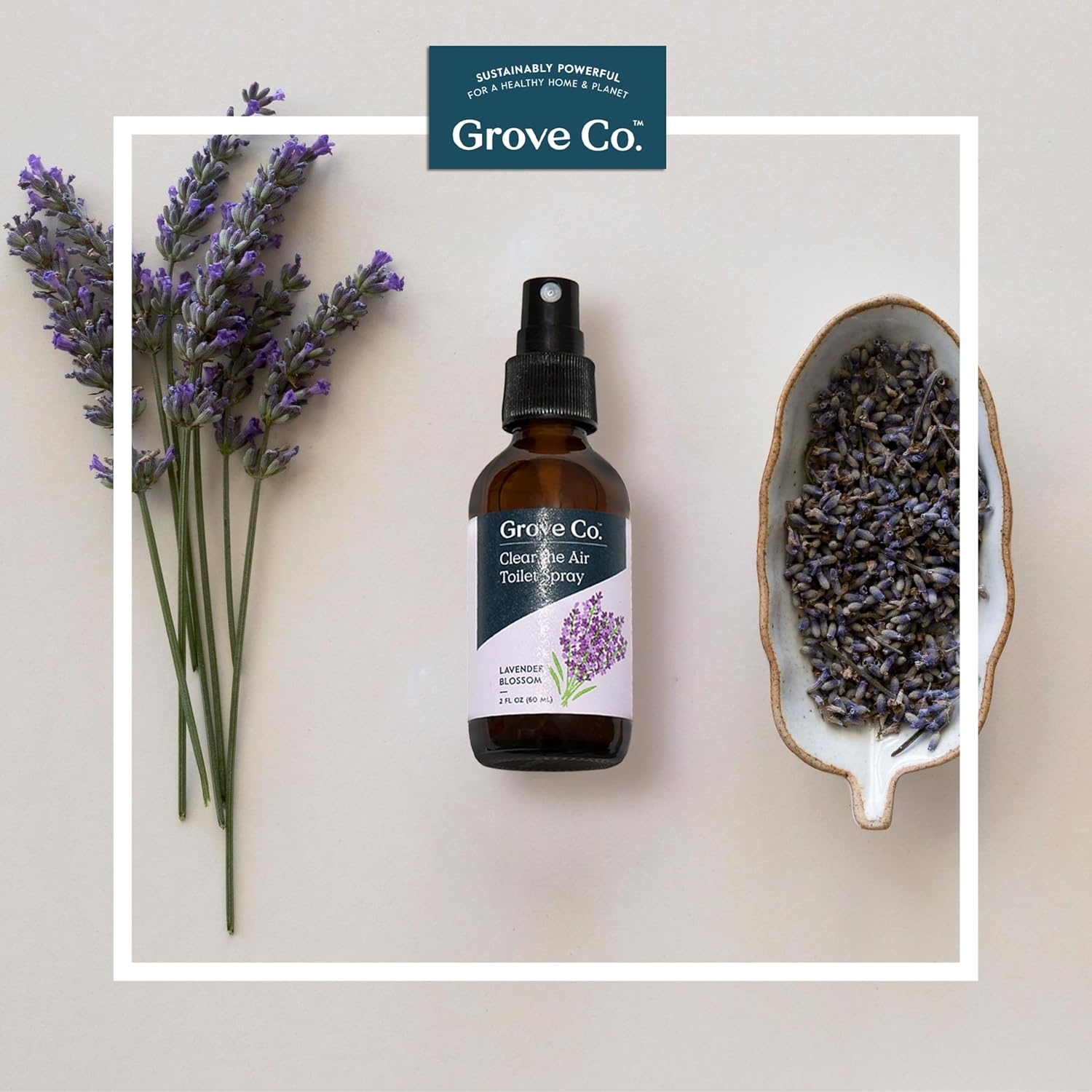 image:imageGrove Co Toilet Spray 2 oz Bathroom Odor Eliminator amp Air Freshener Natural Essential Oil Scent EcoFriendly Recyclable Glass Bottle Travel Size Bathroom Deodorizer Lemon GroveBlue Lavender