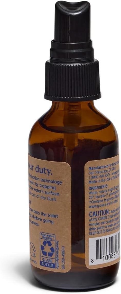 image:imageGrove Co Toilet Spray 2 oz Bathroom Odor Eliminator amp Air Freshener Natural Essential Oil Scent EcoFriendly Recyclable Glass Bottle Travel Size Bathroom Deodorizer Lemon GroveSea Salt Indigo