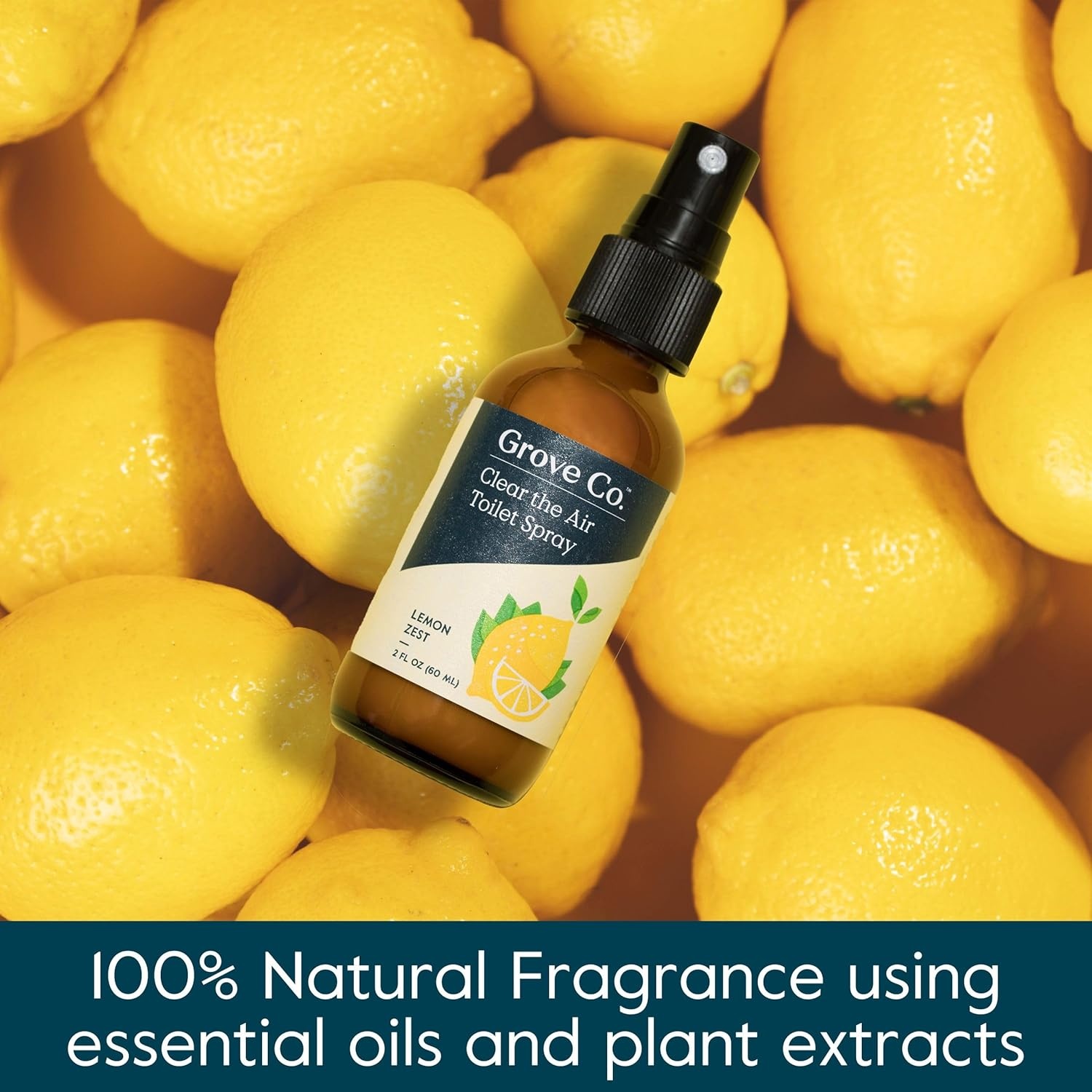 image:imageGrove Co Toilet Spray 2 oz Bathroom Odor Eliminator amp Air Freshener Natural Essential Oil Scent EcoFriendly Recyclable Glass Bottle Travel Size Bathroom Deodorizer Lemon GroveLemon Grove