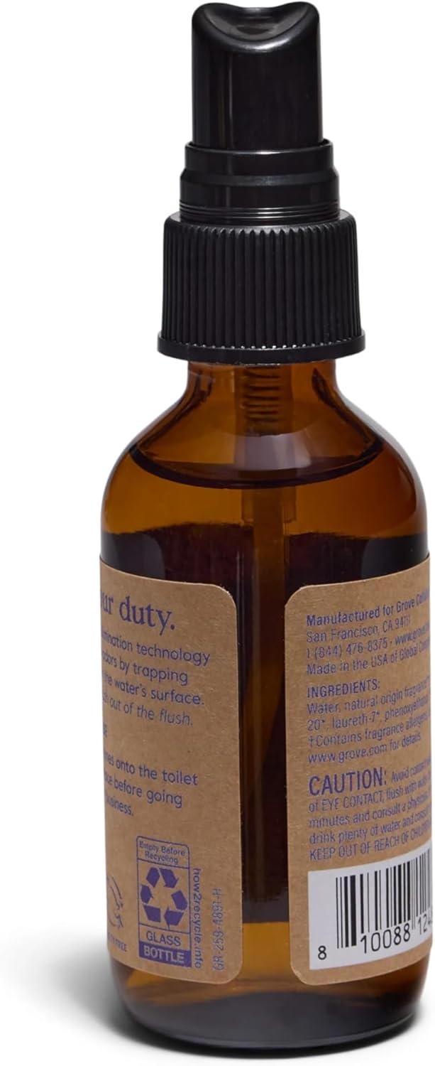image:imageGrove Co Toilet Spray 2 oz Bathroom Odor Eliminator amp Air Freshener Natural Essential Oil Scent EcoFriendly Recyclable Glass Bottle Travel Size Bathroom Deodorizer Lemon GroveBlue Lavender