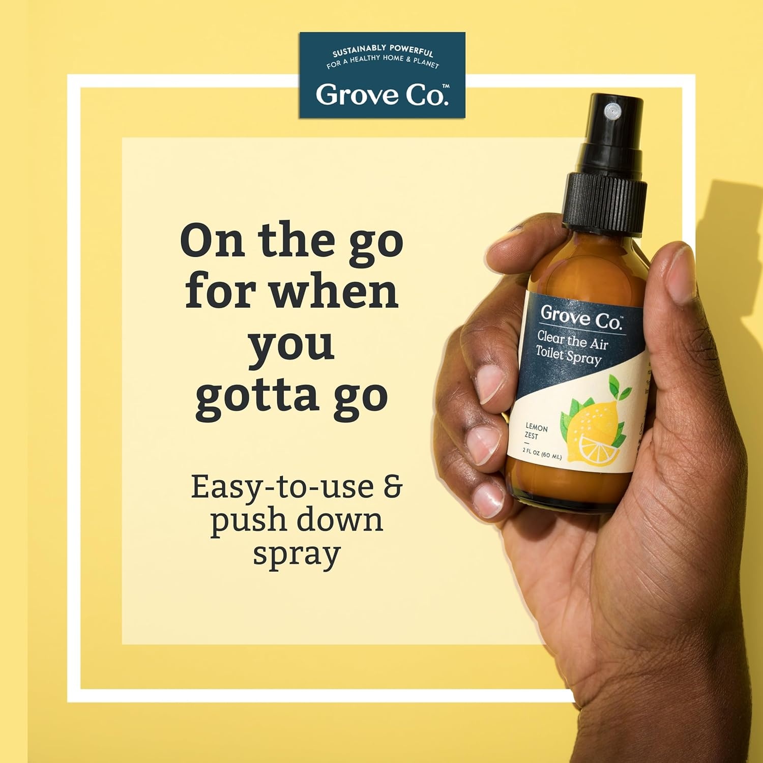 image:imageGrove Co Toilet Spray 2 oz Bathroom Odor Eliminator amp Air Freshener Natural Essential Oil Scent EcoFriendly Recyclable Glass Bottle Travel Size Bathroom Deodorizer Lemon GroveLemon Grove
