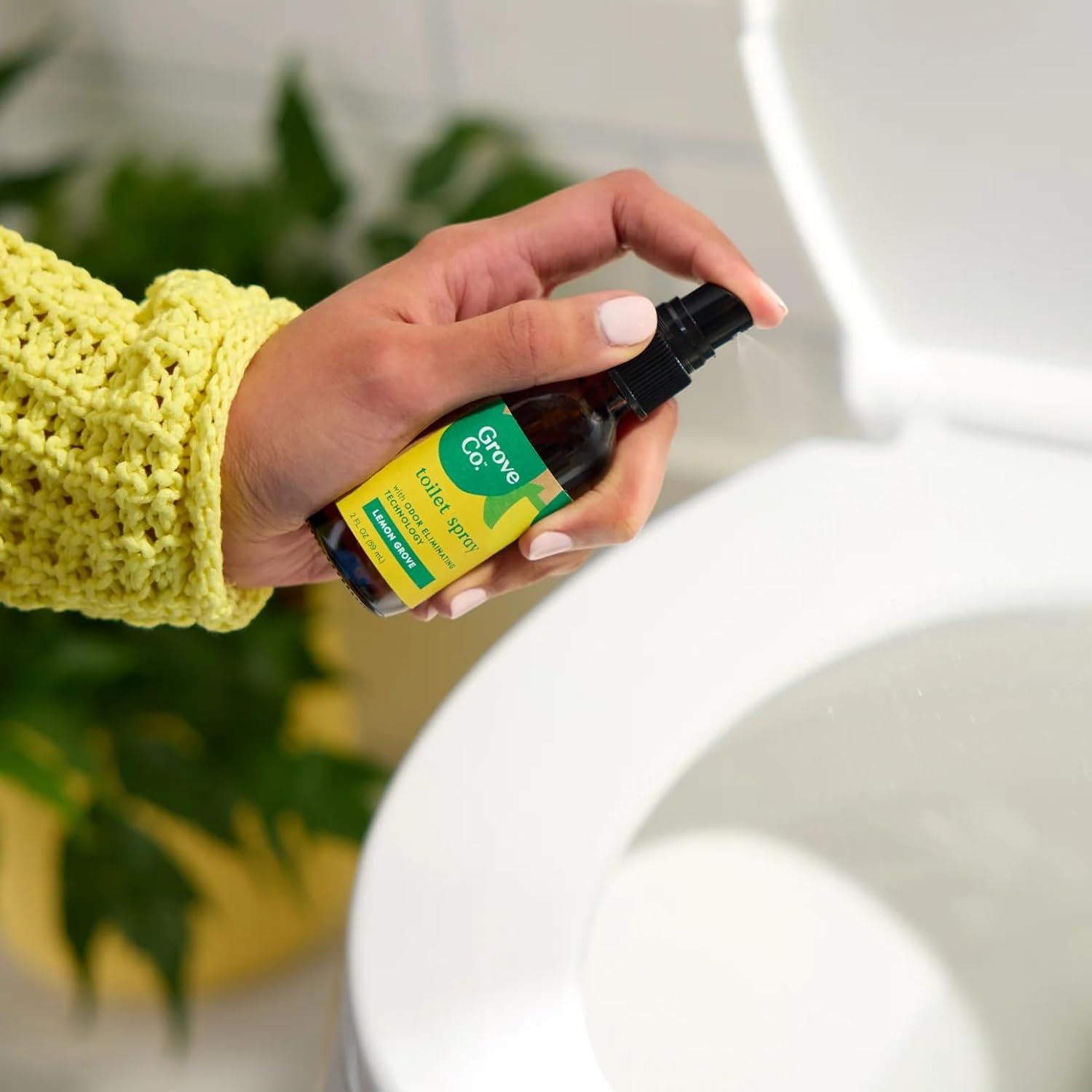 image:imageGrove Co Toilet Spray 2 oz Bathroom Odor Eliminator amp Air Freshener Natural Essential Oil Scent EcoFriendly Recyclable Glass Bottle Travel Size Bathroom Deodorizer Lemon GroveLemon Grove
