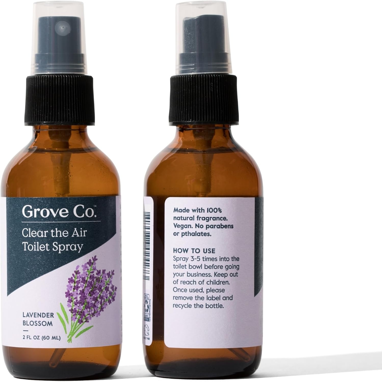 image:imageGrove Co Toilet Spray 2 oz Bathroom Odor Eliminator amp Air Freshener Natural Essential Oil Scent EcoFriendly Recyclable Glass Bottle Travel Size Bathroom Deodorizer Lemon GroveBlue Lavender