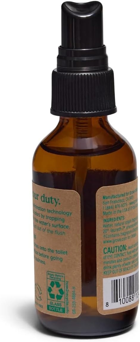 image:imageGrove Co Toilet Spray 2 oz Bathroom Odor Eliminator amp Air Freshener Natural Essential Oil Scent EcoFriendly Recyclable Glass Bottle Travel Size Bathroom Deodorizer Lemon GroveLemon Grove