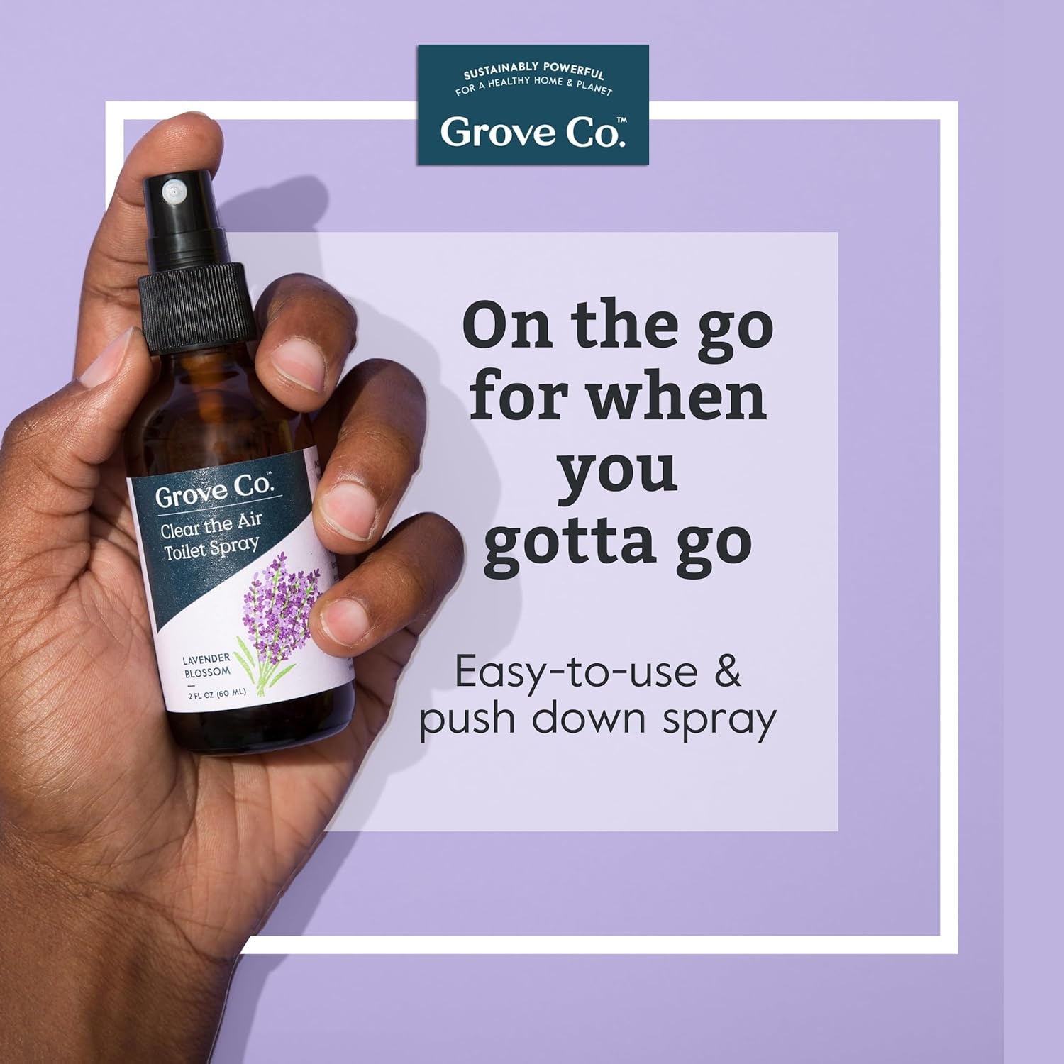 image:imageGrove Co Toilet Spray 2 oz Bathroom Odor Eliminator amp Air Freshener Natural Essential Oil Scent EcoFriendly Recyclable Glass Bottle Travel Size Bathroom Deodorizer Lemon GroveBlue Lavender