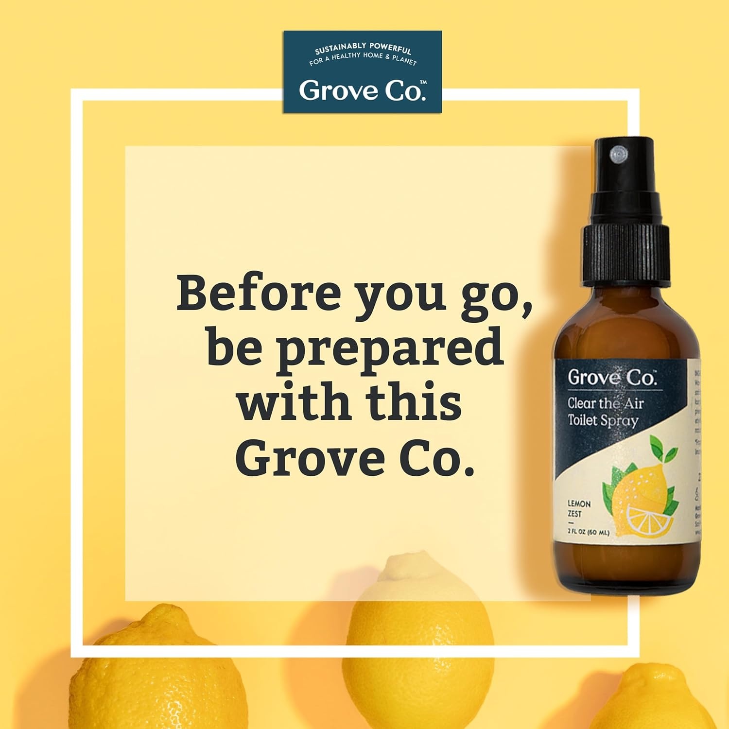image:imageGrove Co Toilet Spray 2 oz Bathroom Odor Eliminator amp Air Freshener Natural Essential Oil Scent EcoFriendly Recyclable Glass Bottle Travel Size Bathroom Deodorizer Lemon GroveLemon Grove