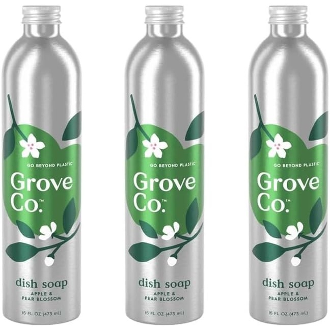 image:imageGrove Co Apple amp Pear Blossom Dish Soap Refill Bundle 3Pack of 16 oz Aluminum Bottles with Reusable Glass Soap Dispenser Natural Fragrance GreaseCutting PlantBased FormulaApple Pear Blossom