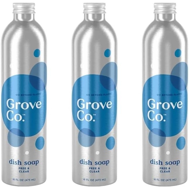 image:imageGrove Co Apple amp Pear Blossom Dish Soap Refill Bundle 3Pack of 16 oz Aluminum Bottles with Reusable Glass Soap Dispenser Natural Fragrance GreaseCutting PlantBased FormulaFree Clear