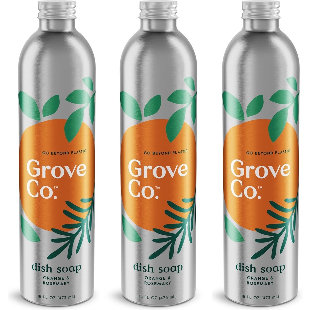 image:imageGrove Co Apple amp Pear Blossom Dish Soap Refill Bundle 3Pack of 16 oz Aluminum Bottles with Reusable Glass Soap Dispenser Natural Fragrance GreaseCutting PlantBased FormulaOrange Rosemary