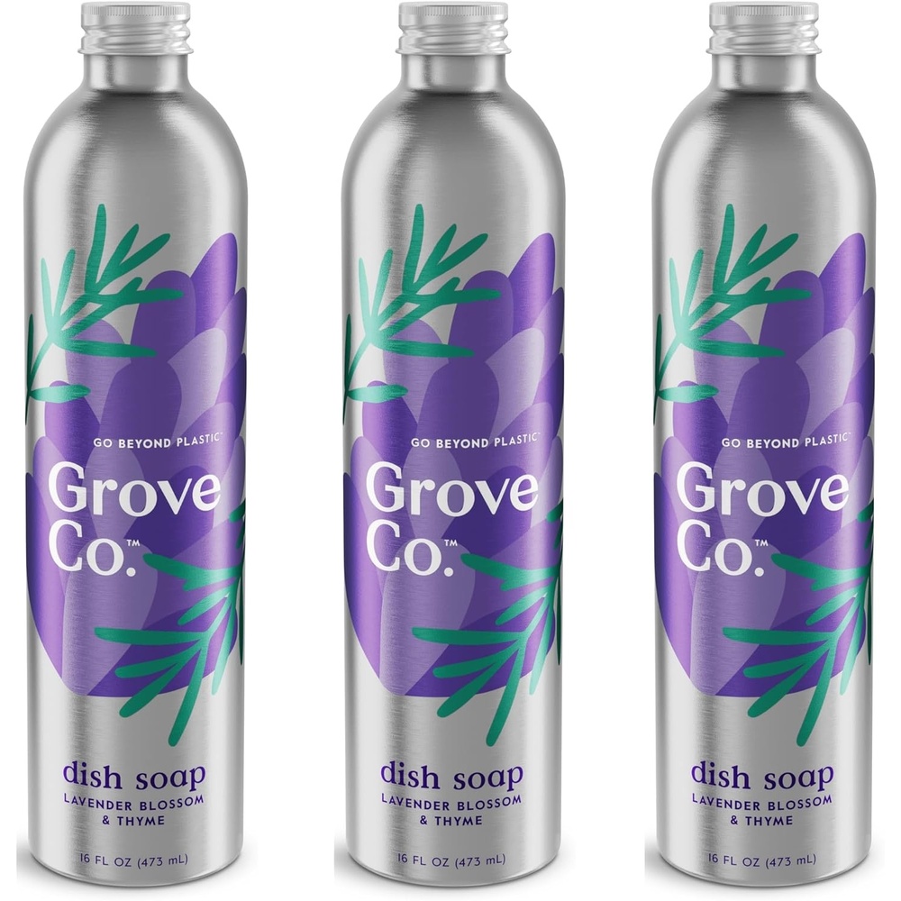 image:imageGrove Co Apple amp Pear Blossom Dish Soap Refill Bundle 3Pack of 16 oz Aluminum Bottles with Reusable Glass Soap Dispenser Natural Fragrance GreaseCutting PlantBased FormulaLavender Blossom Thyme