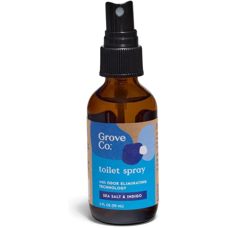 image:imageGrove Co Toilet Spray 2 oz Bathroom Odor Eliminator amp Air Freshener Natural Essential Oil Scent EcoFriendly Recyclable Glass Bottle Travel Size Bathroom Deodorizer Lemon GroveSea Salt Indigo