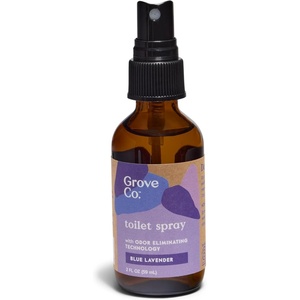 Grove Co. Toilet Spray (2 oz) – Bathroom Odor Eliminator & Air Freshener, Natural Essential Oil Scent, Eco-Friendly Recyclable Glass Bottle, Travel Size Bathroom Deodorizer – Lemon Grove(Blue Lavender)