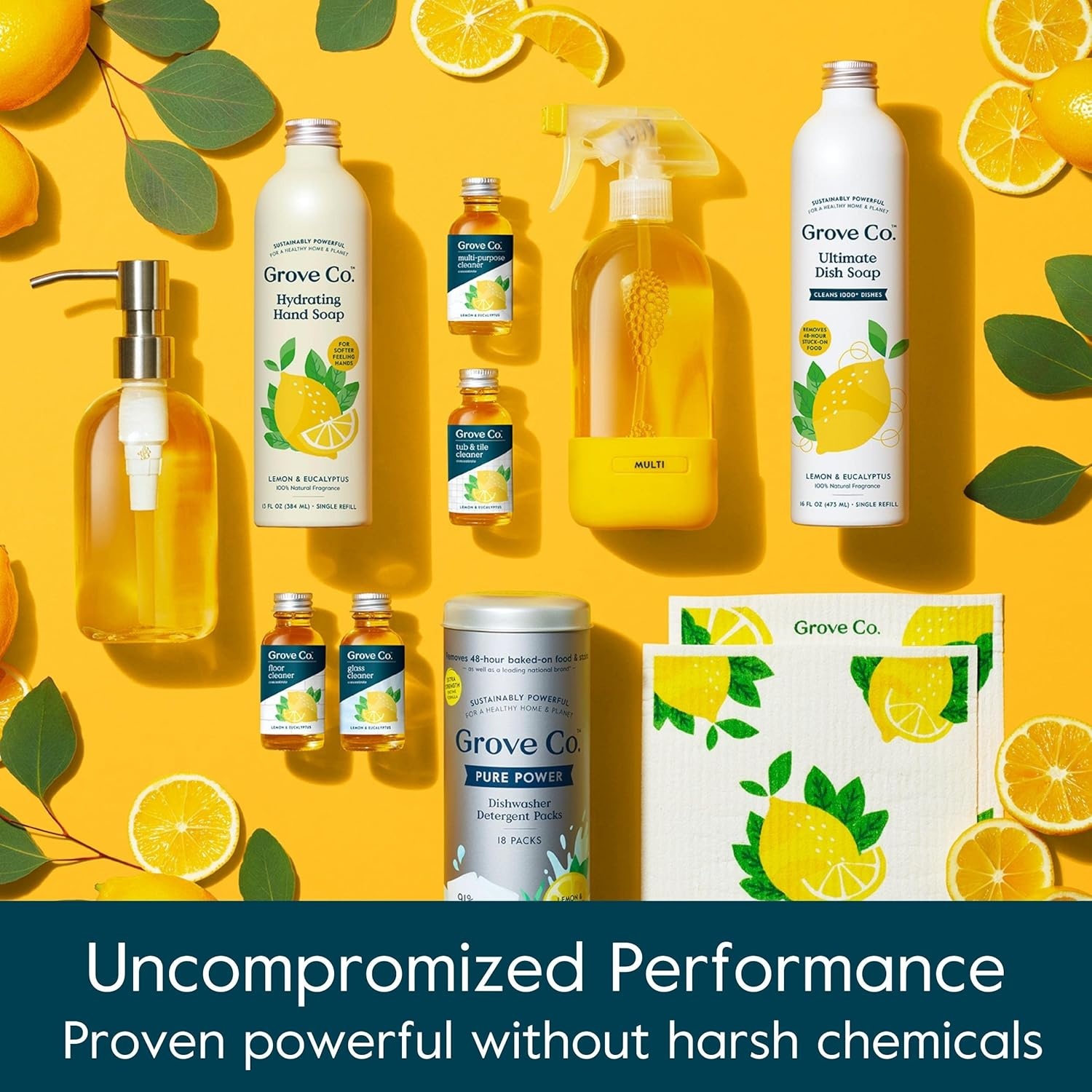 image:imageGrove Co MultiPurpose Cleaner Concentrate Two 1oz Packs Orange amp Rosemary Liquid Surface RefillLemon Eucalyptus