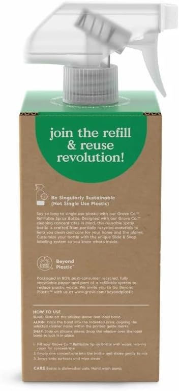 image:imageGrove Co Refillable Glass Spray Bottle 16 oz White Reusable Cleaning Container with Protective Silicone Sleeve amp Slide amp Snap Labeling System For Essential Oil MultiPurpose amp Glass CleanersWhite