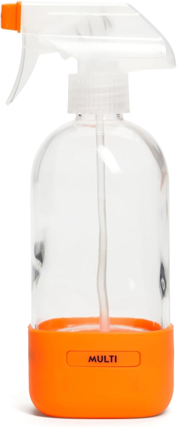 image:imageGrove Co Refillable Glass Spray Bottle 16 oz White Reusable Cleaning Container with Protective Silicone Sleeve amp Slide amp Snap Labeling System For Essential Oil MultiPurpose amp Glass CleanersSparkling Orange