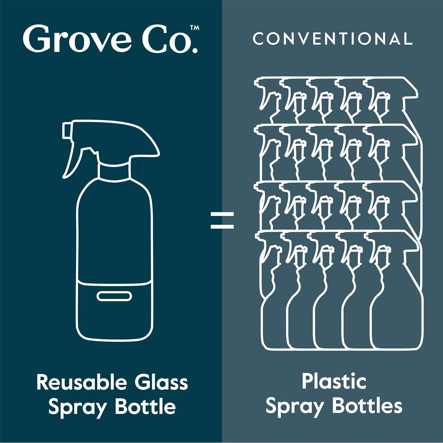 image:imageGrove Co Refillable Glass Spray Bottle 16 oz White Reusable Cleaning Container with Protective Silicone Sleeve amp Slide amp Snap Labeling System For Essential Oil MultiPurpose amp Glass CleanersPolished Gray