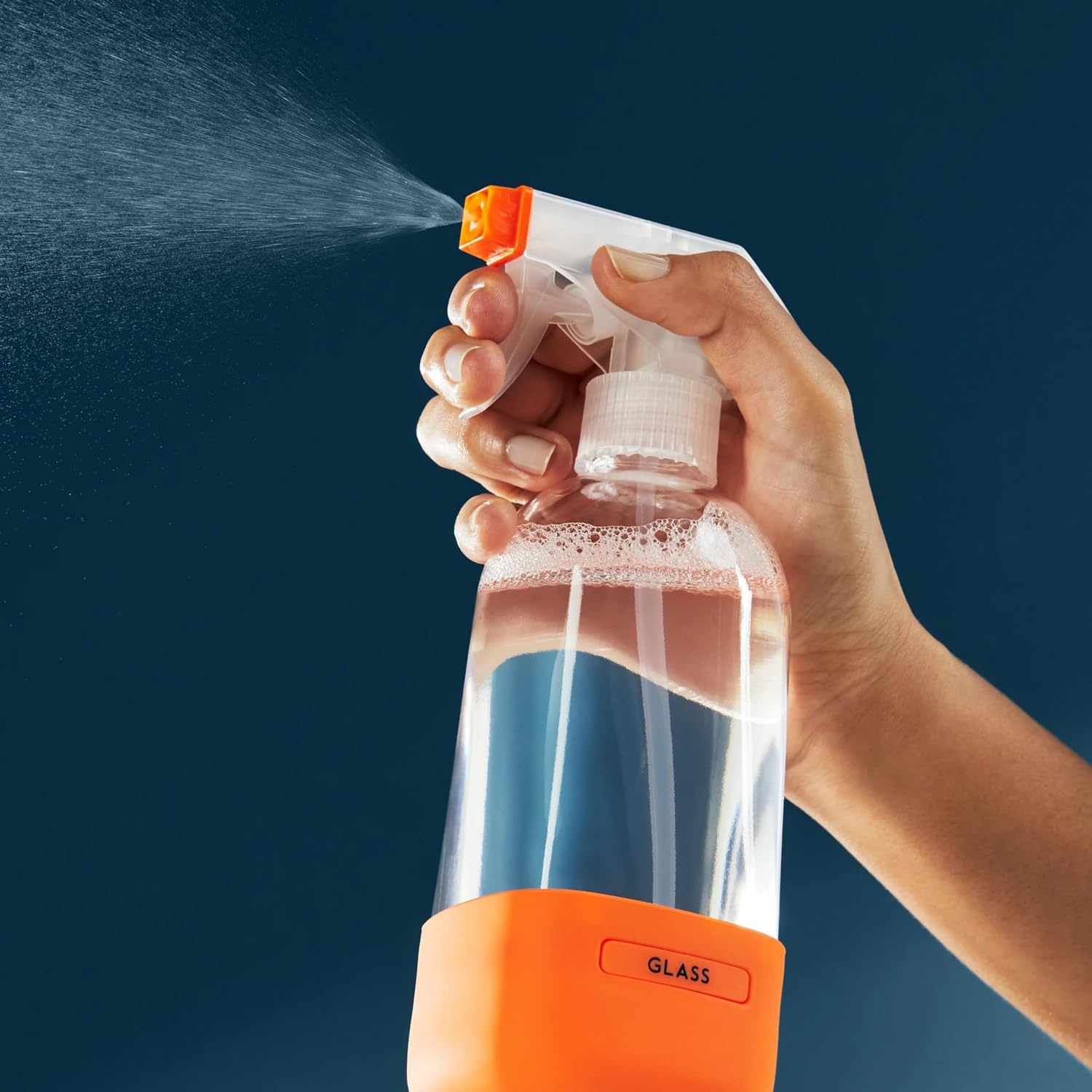 image:imageGrove Co Refillable Glass Spray Bottle 16 oz White Reusable Cleaning Container with Protective Silicone Sleeve amp Slide amp Snap Labeling System For Essential Oil MultiPurpose amp Glass CleanersSparkling Orange