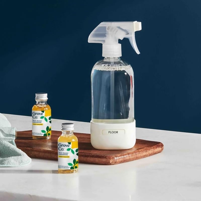 image:imageGrove Co Refillable Glass Spray Bottle 16 oz White Reusable Cleaning Container with Protective Silicone Sleeve amp Slide amp Snap Labeling System For Essential Oil MultiPurpose amp Glass CleanersWhite