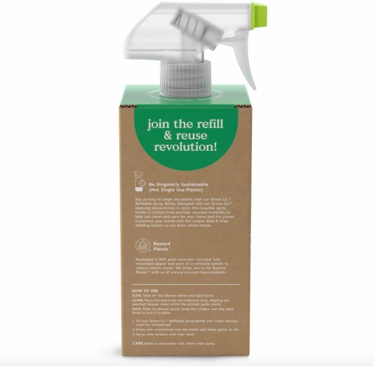 image:imageGrove Co Refillable Glass Spray Bottle 16 oz White Reusable Cleaning Container with Protective Silicone Sleeve amp Slide amp Snap Labeling System For Essential Oil MultiPurpose amp Glass CleanersBright Lime