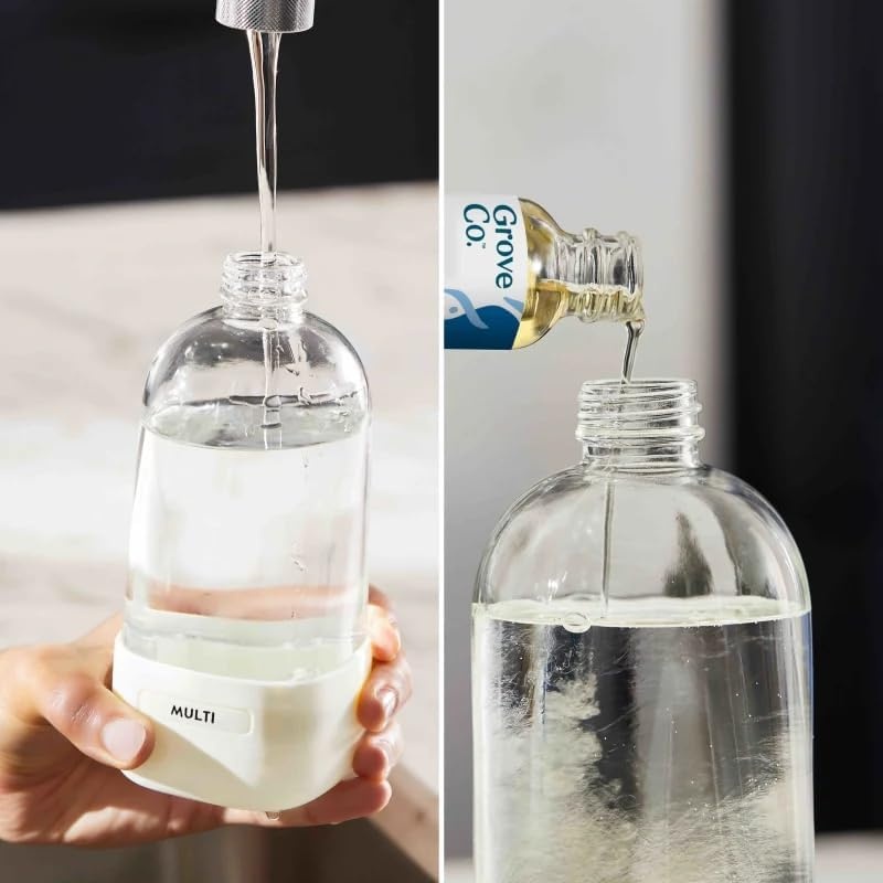 image:imageGrove Co Refillable Glass Spray Bottle 16 oz White Reusable Cleaning Container with Protective Silicone Sleeve amp Slide amp Snap Labeling System For Essential Oil MultiPurpose amp Glass CleanersWhite