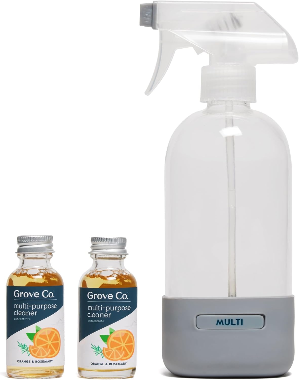 image:imageGrove Co Refillable Glass Spray Bottle 16 oz White Reusable Cleaning Container with Protective Silicone Sleeve amp Slide amp Snap Labeling System For Essential Oil MultiPurpose amp Glass CleanersPolished Gray