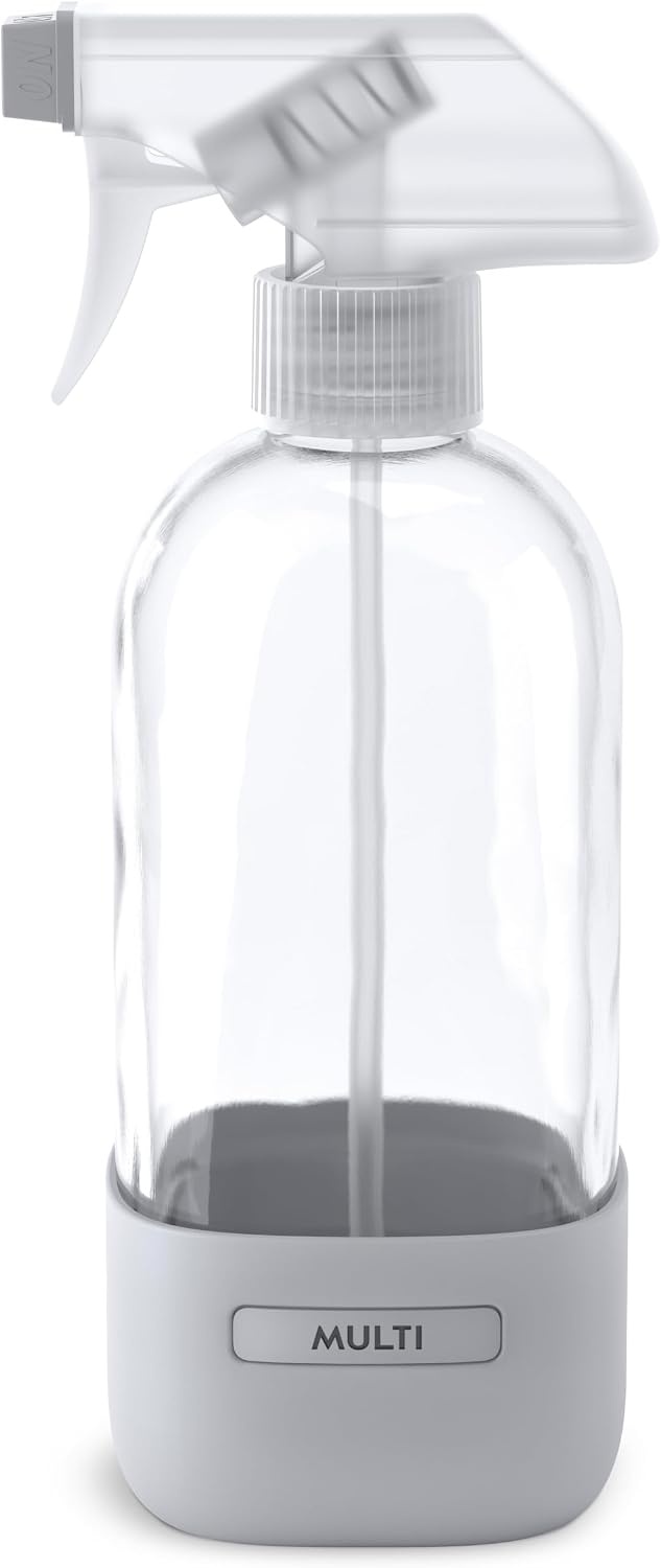 image:imageGrove Co Refillable Glass Spray Bottle 16 oz White Reusable Cleaning Container with Protective Silicone Sleeve amp Slide amp Snap Labeling System For Essential Oil MultiPurpose amp Glass CleanersPolished Gray